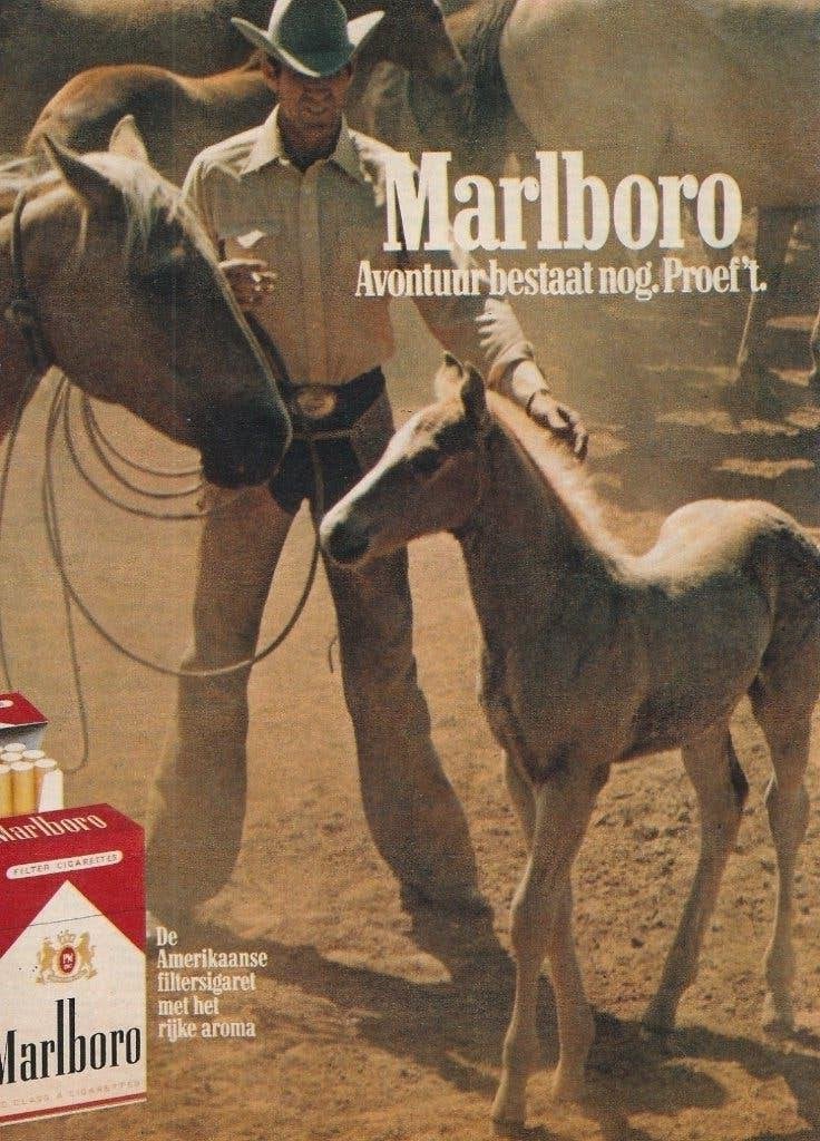 retro reclame 1978 Marlboro sigaretten man bij veulentje, Verzenden, Overige typen