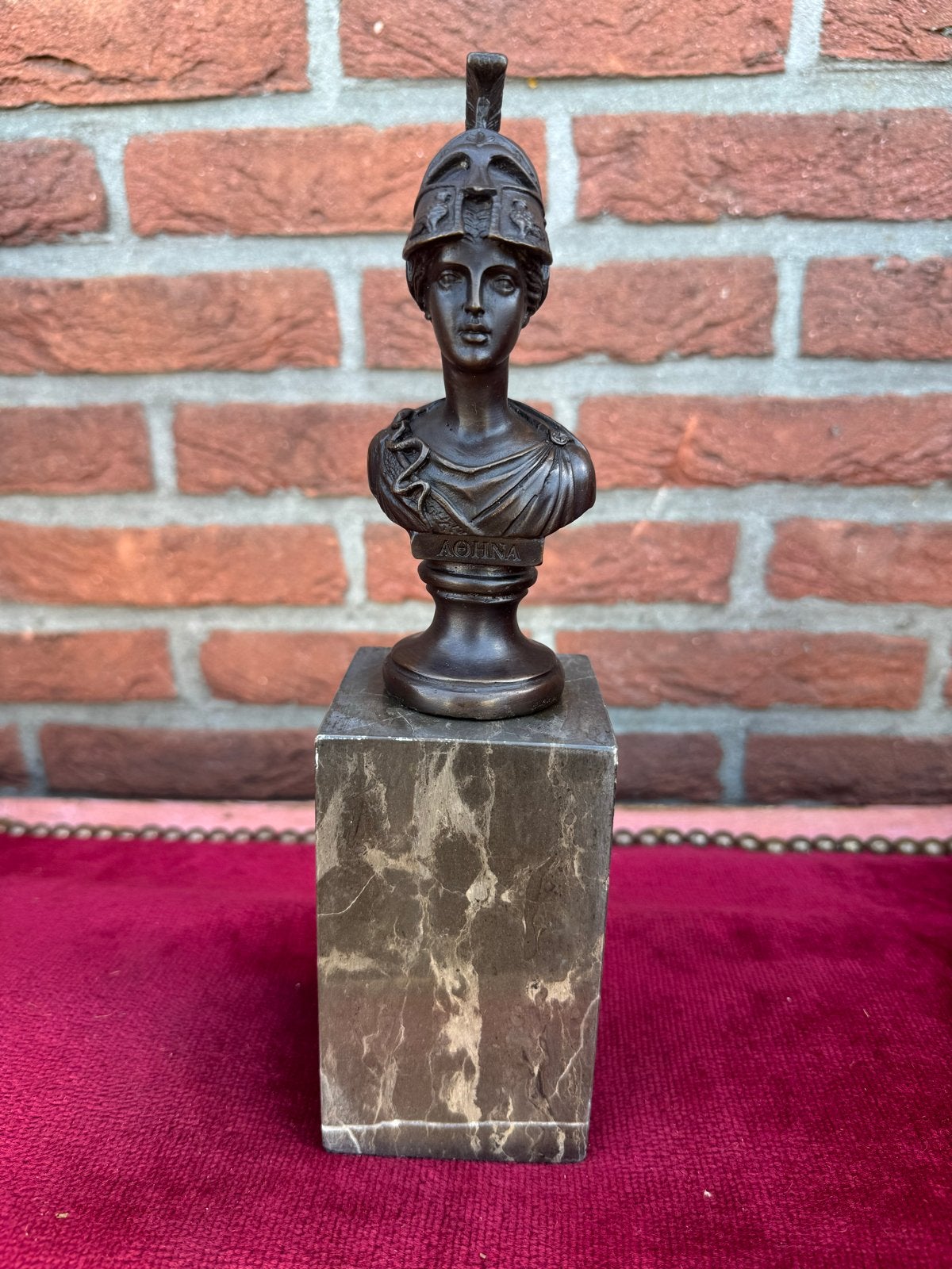 Pallas Athene Bronzen Buste - Griekse Mythologie, Buste, Ophalen of Verzenden, 20 - 50 cm, Bruin