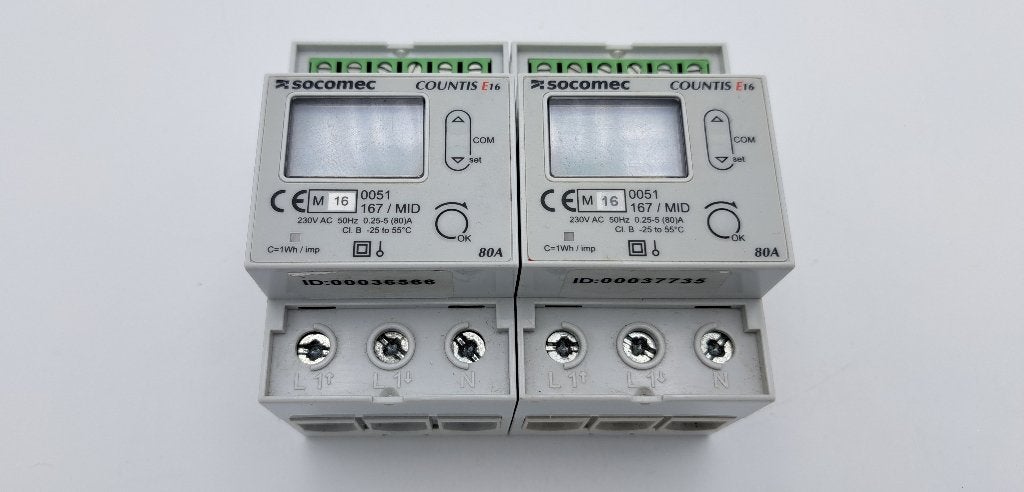 Socomec Dig. KWh-meter Countis E16 80A 230V Cl.B (2x), Gebruikt, Onbekend, Socomec, Ophalen of Verzenden