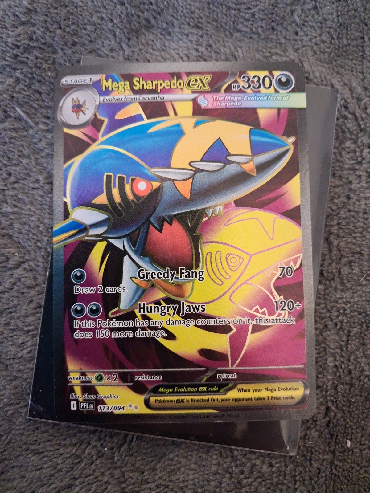 Mega Sharpedo EX Pokémon Kaart 113/094, Ophalen of Verzenden, Gebruikt, Losse kaart