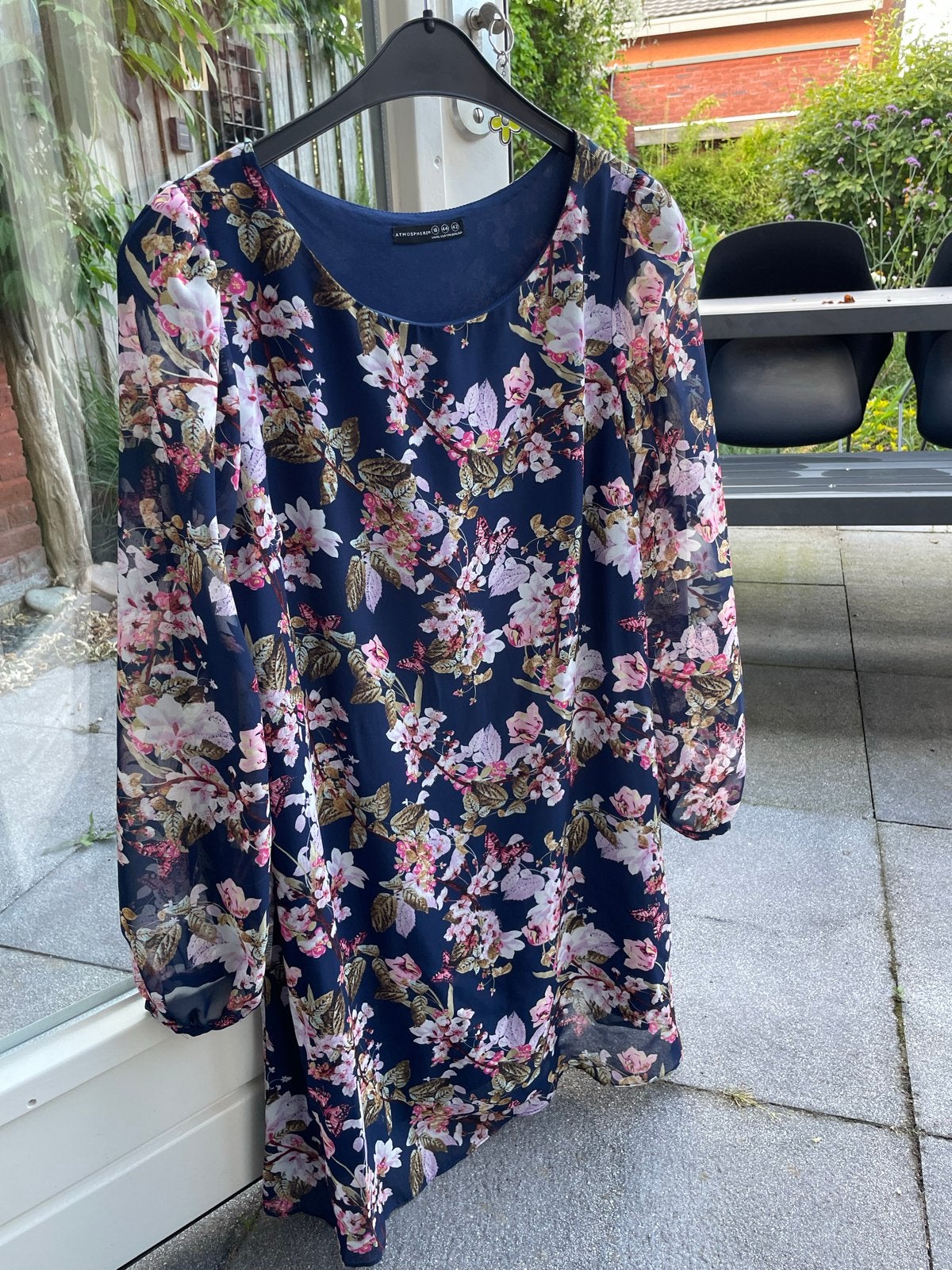 Bloemenjurk Atmosphere maat 42/44 (L), Kleding | Dames, Blauw, Maat 42/44 (L), Ophalen of Verzenden, Zo goed als nieuw