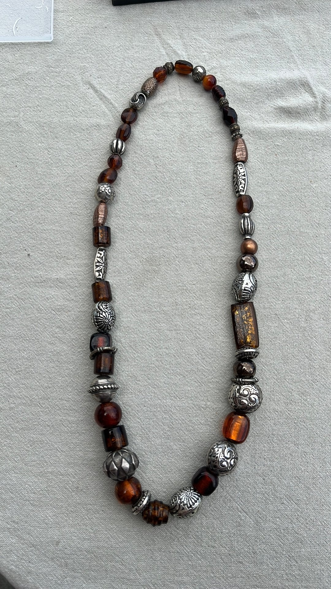 Amber gekleurde kralen ketting, Ophalen of Verzenden, Zo goed als nieuw, Bruin, Overige materialen