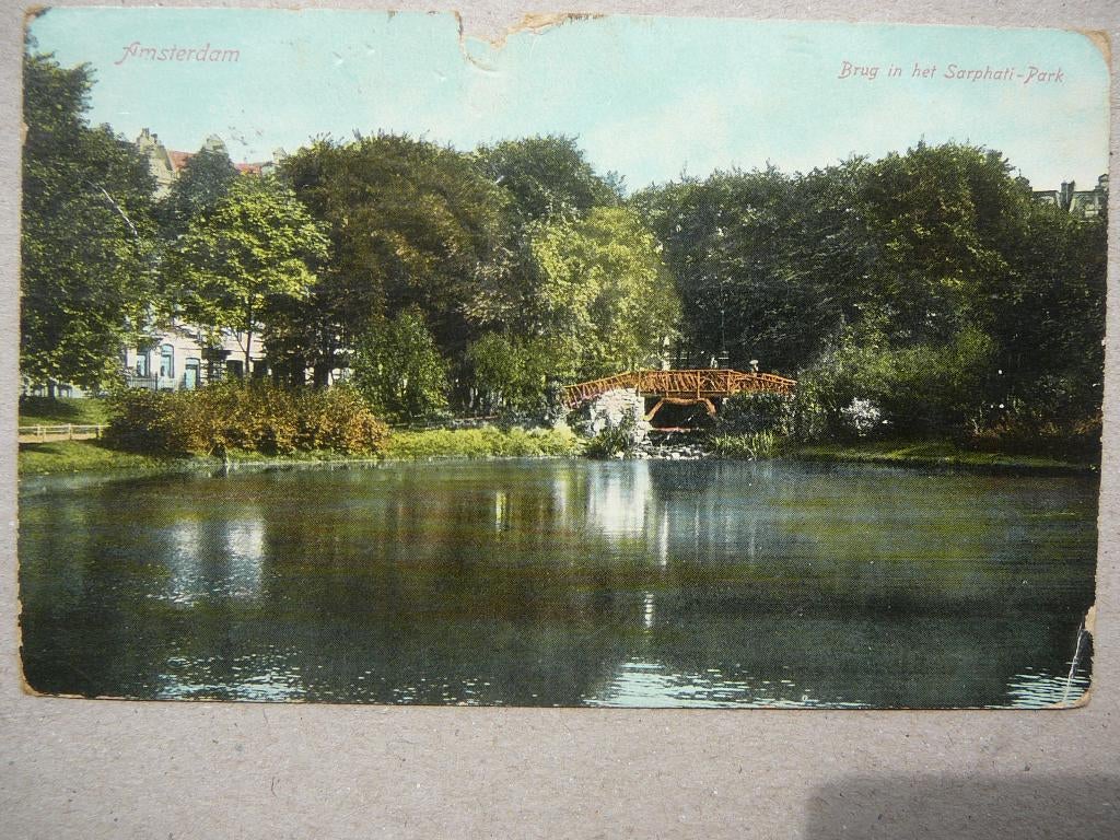 Amsterdam. Brug in het Sarphati-Park, Ophalen of Verzenden, Voor 1920, Gelopen, Noord-Holland