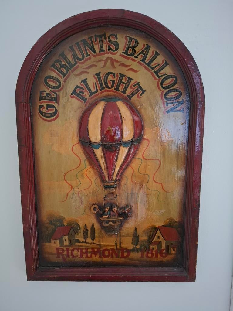 Geoblunts Balloon Flight Bord/Schilderij Richmond 1816, Antiek en Kunst, Antiek | Wandborden en Tegels, Ophalen of Verzenden