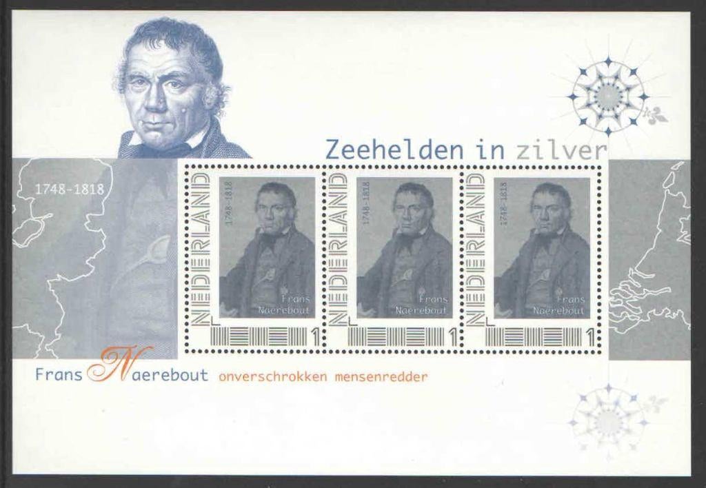 Postzegels Nederlandse Zeehelden: Frans Naerebout, Postzegels en Munten, Postzegels | Nederland, Ophalen of Verzenden, Na 1940
