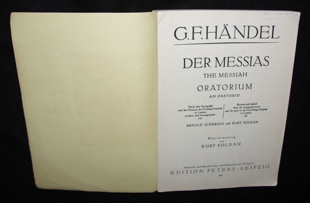 Handel - Messias - Klavierauszug - Schering - Soldan (Editio, Piano, Gebruikt, Klassiek, Ophalen of Verzenden