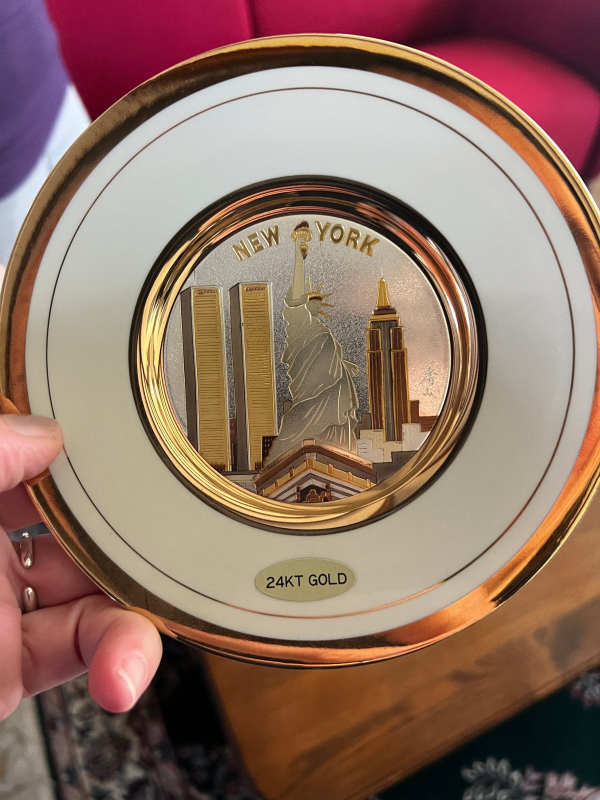Chokin New York 24KT Goud Vergulde Decoratieve Plaat, Antiek en Kunst, Ophalen of Verzenden