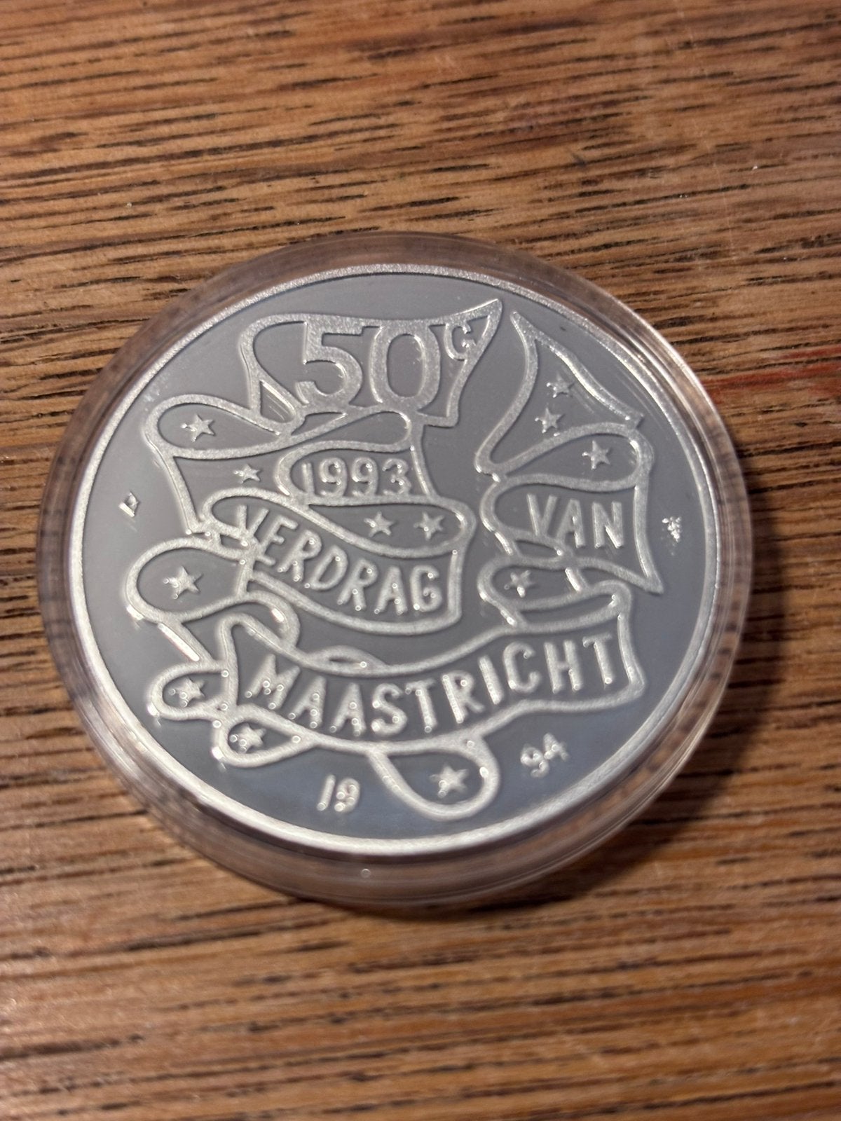50 Gulden Munt 1994 - Verdrag van Maastricht (Proof), Postzegels en Munten, Munten | Nederland, Koningin Beatrix, Zilver, Ophalen of Verzenden