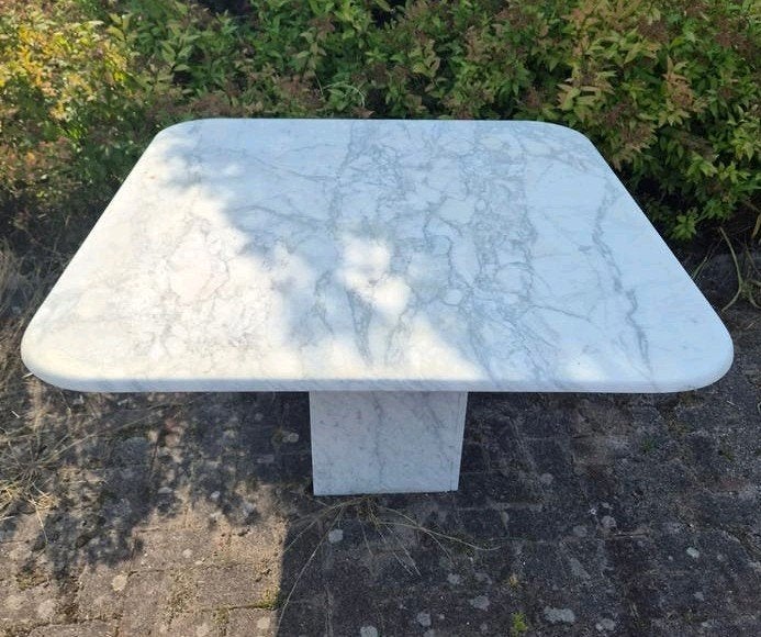 Carara marmeren eettafel jaren 70 110x110x70 cm buitentafel, Antiek en Kunst, Antiek | Meubels | Tafels, Ophalen