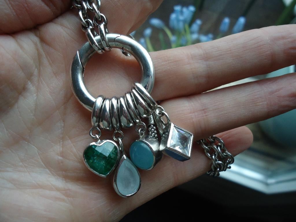 mooie echt zilveren ketting van TISENTO met cliphanger 925, Ophalen of Verzenden, Zo goed als nieuw, Met kristal, Zilver