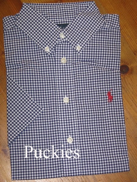 Navy/wit geruit Ralph Lauren overhemd s/s maat 152/158 a, Overhemd of Blouse, Nieuw, Ophalen of Verzenden, Jongen