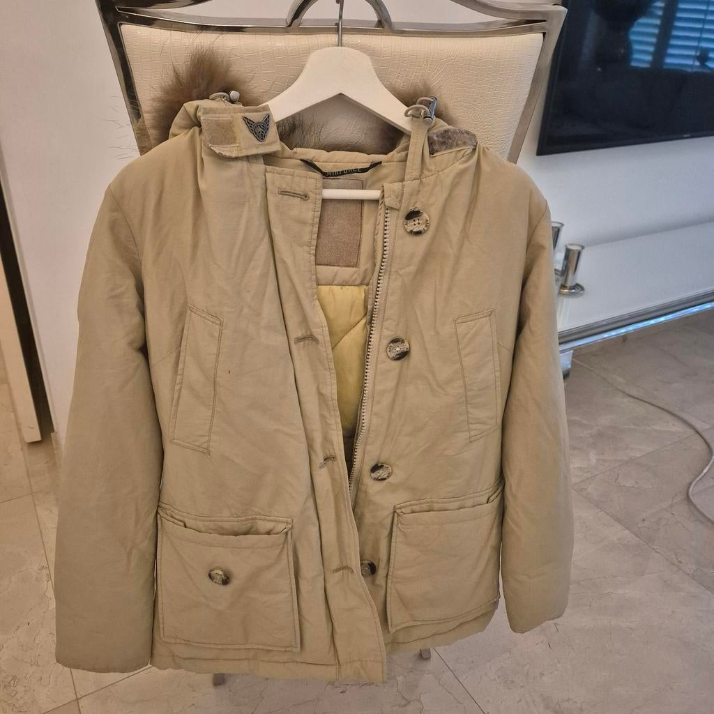 Stijlvolle Beige Airforce Winterjas met Bontkraag - Maat XS, Maat 38/40 (M), Beige, Ophalen of Verzenden, Onbekend