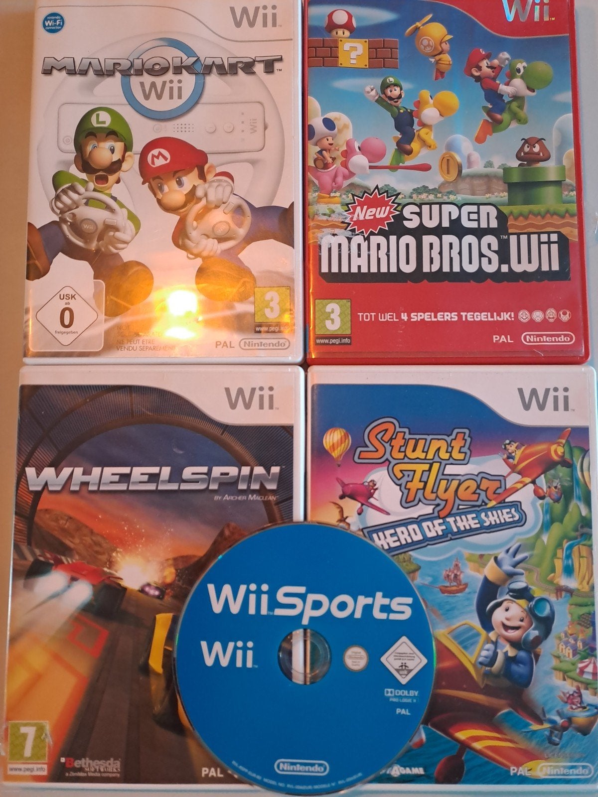 Wii Games Bundel: Mario Kart, New Super Mario Bros. en meer!, Avontuur en Actie, Gebruikt, Eén computer, Ophalen of Verzenden