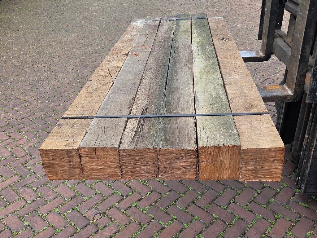 6 Hardhouten palen 15x15 cm 2.50 m lang - nr: HB241, Ophalen, 180 tot 250 cm, Palen, Hardhout