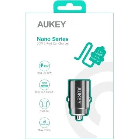 Aukey Car Charger 2 Port PD 30W (USB A + USB C), Ophalen of Verzenden, Zo goed als nieuw