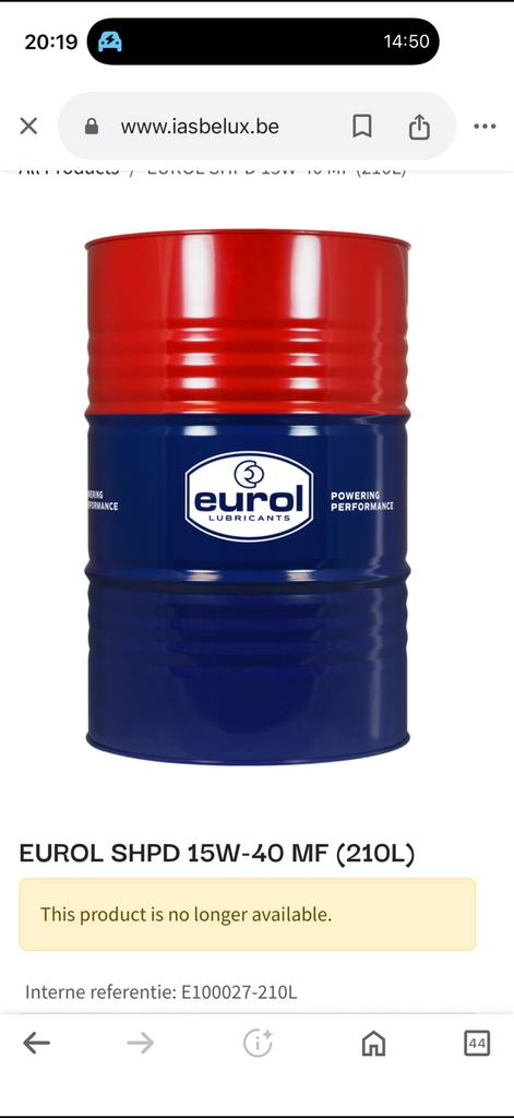 15w40 210l eurol olie vat, Ophalen of Verzenden, Renault