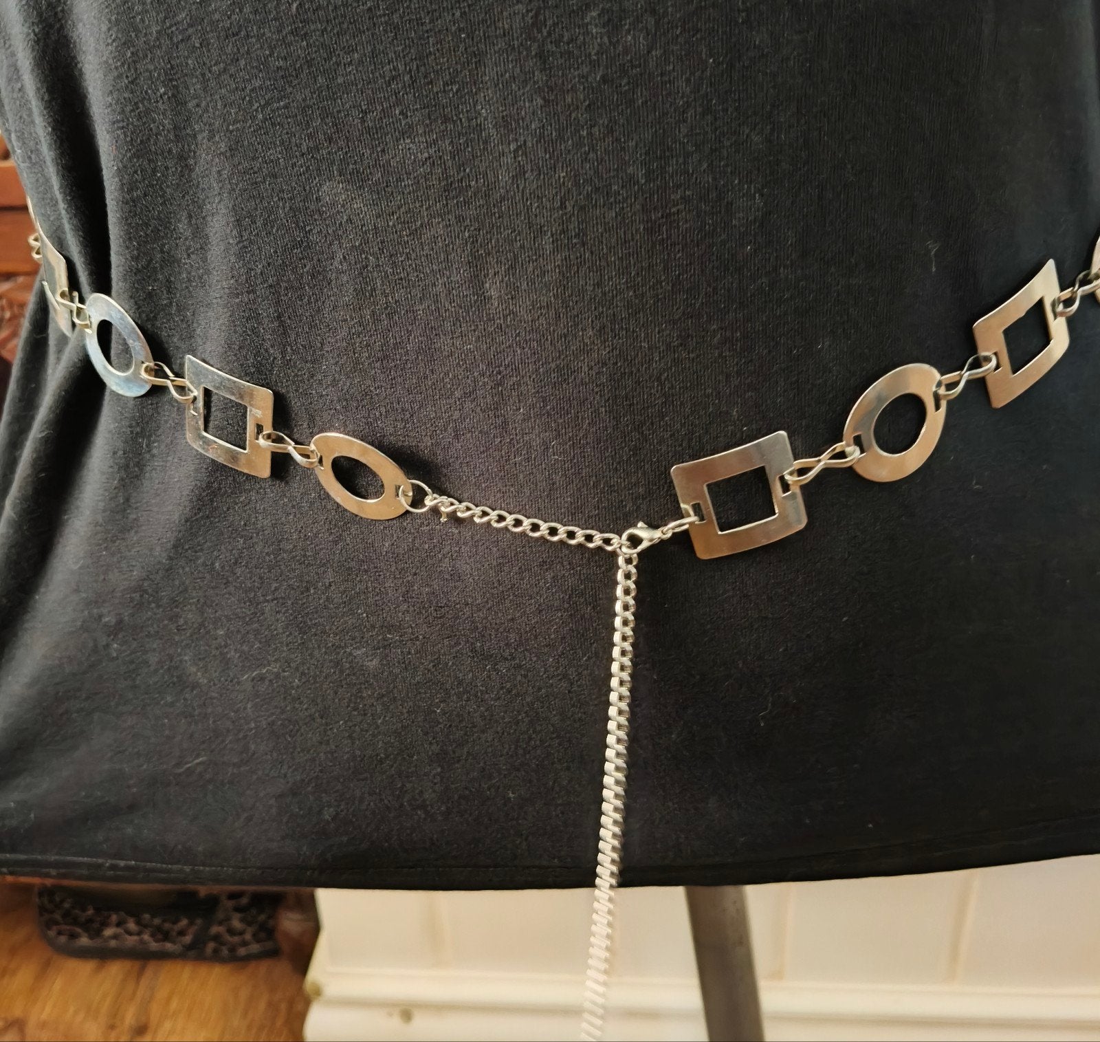 Vintage metalen riem met geometrische schakels, Minder dan 3 cm, Overige kleuren, 100 cm of meer, Verzenden