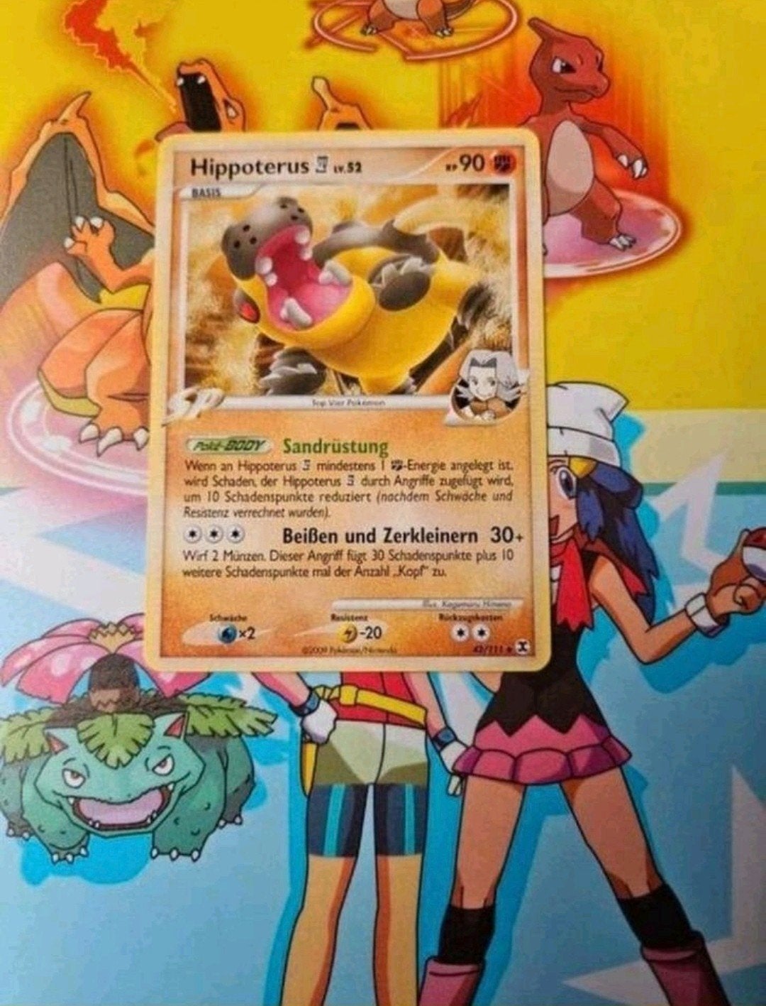 Hippoterus 42/111 Platinum Rising Rivals pokemon kaart Duits, Ophalen of Verzenden, Zo goed als nieuw, Losse kaart