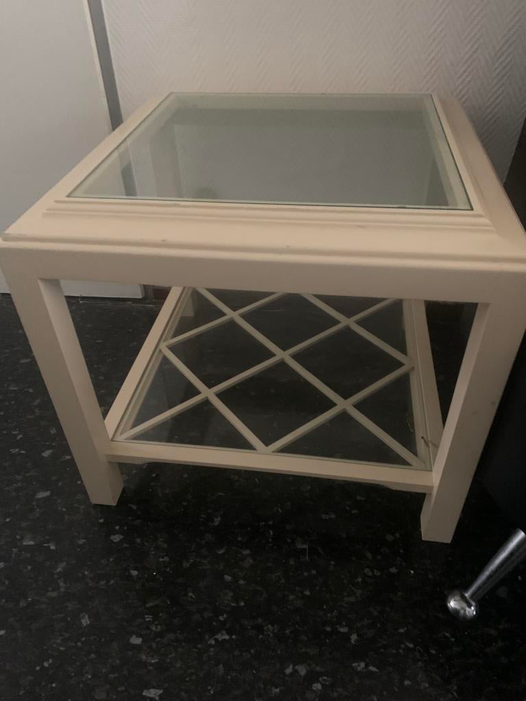 Tafel wit/creme 60x60, Ophalen of Verzenden, Zo goed als nieuw, Vierkant, 45 tot 60 cm