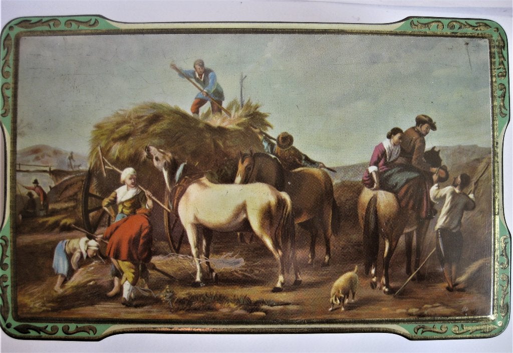 Antiek Blik Nostalgische Afbeelding Boerenland Vintage, Verzamelen, Blikken, Ophalen of Verzenden, Zo goed als nieuw, Overige