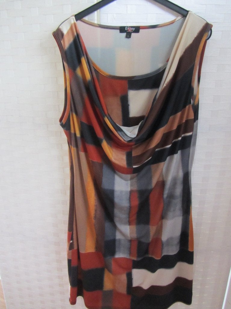 Enjoy jurk maat L / met eventueel een jasje, Bruin, Maat 42/44 (L), Enjoy, Ophalen of Verzenden
