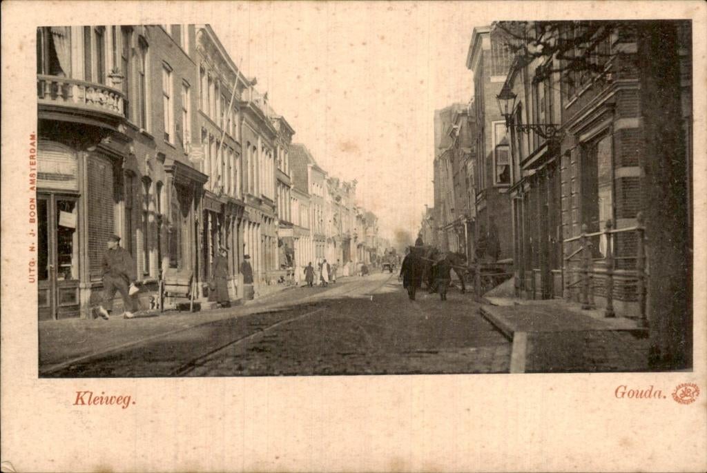 Gouda - Kleiweg - Straatzicht, Ophalen of Verzenden, Voor 1920, Ongelopen, Zuid-Holland