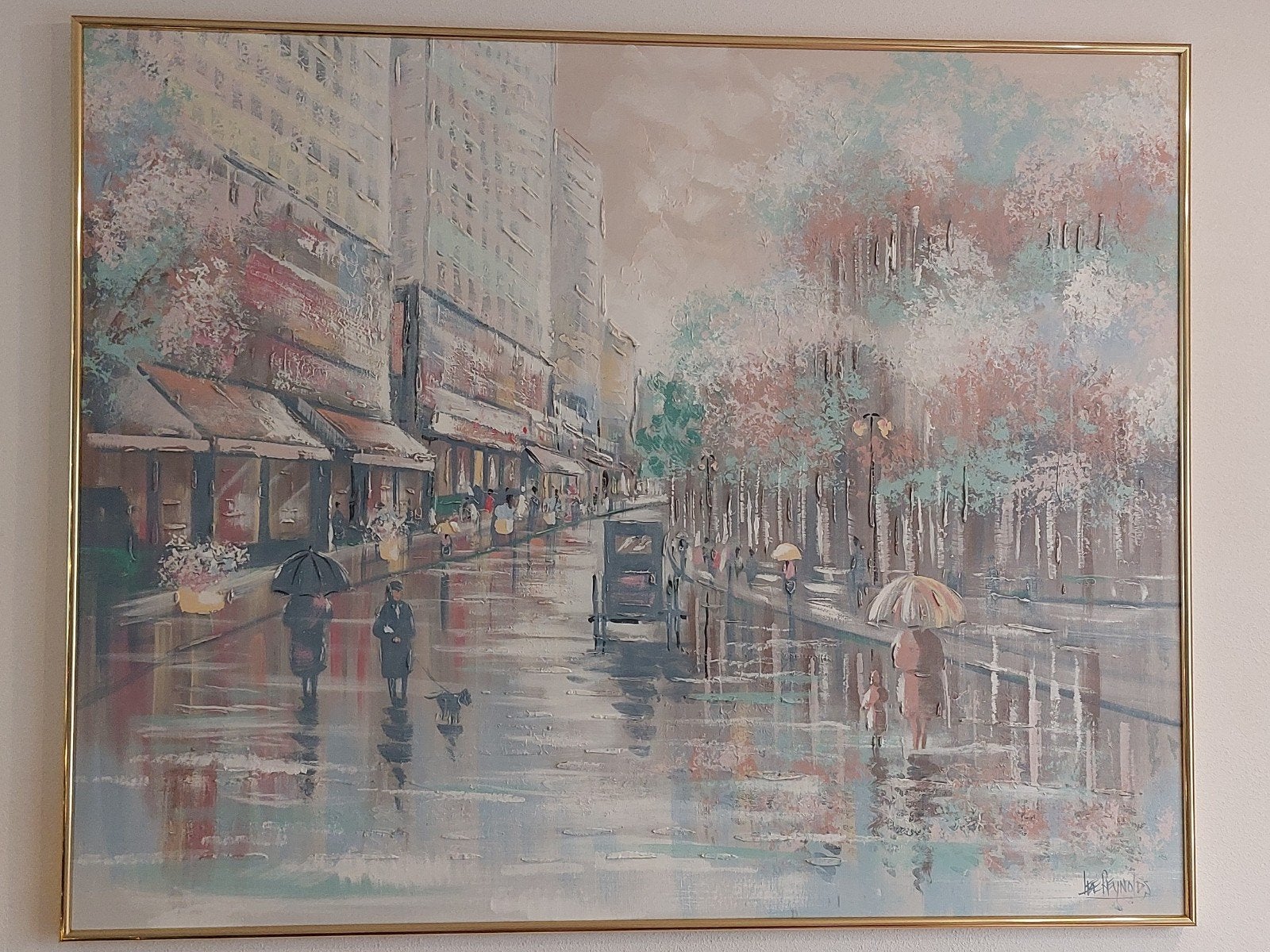 Schilderij Lee Reynolds, Ophalen, Gesigneerd, Stads- / dorpsgezicht