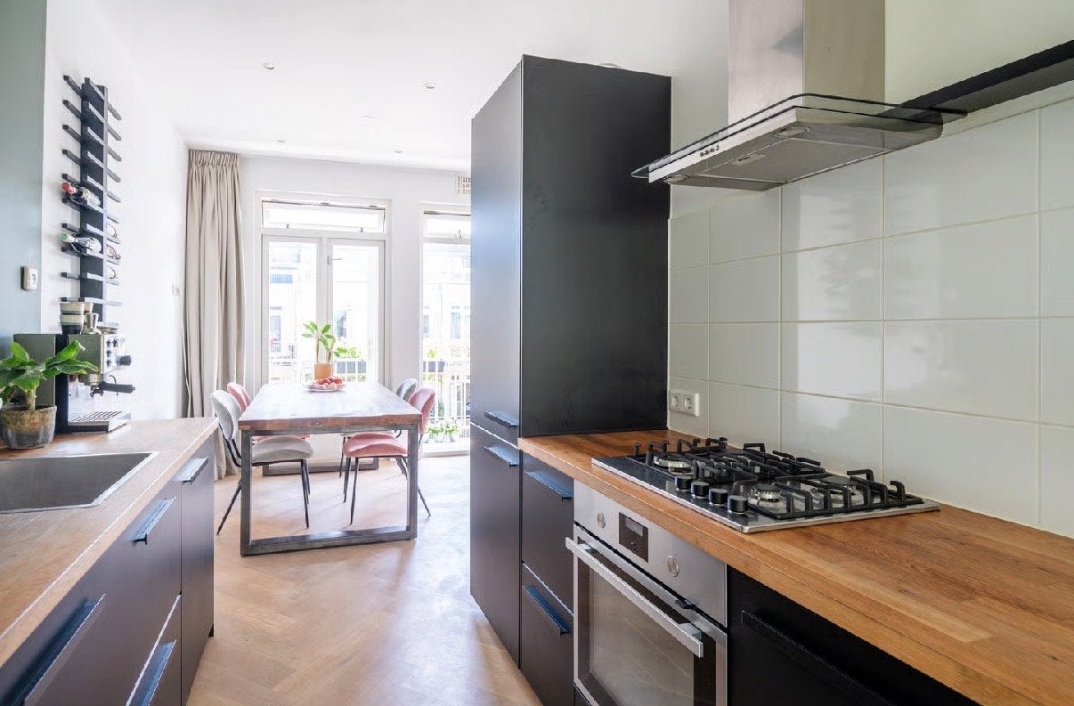 IKEA keuken met oven en gasfornuis, Ophalen, Gebruikt, Zwart, Enkelwandige keuken