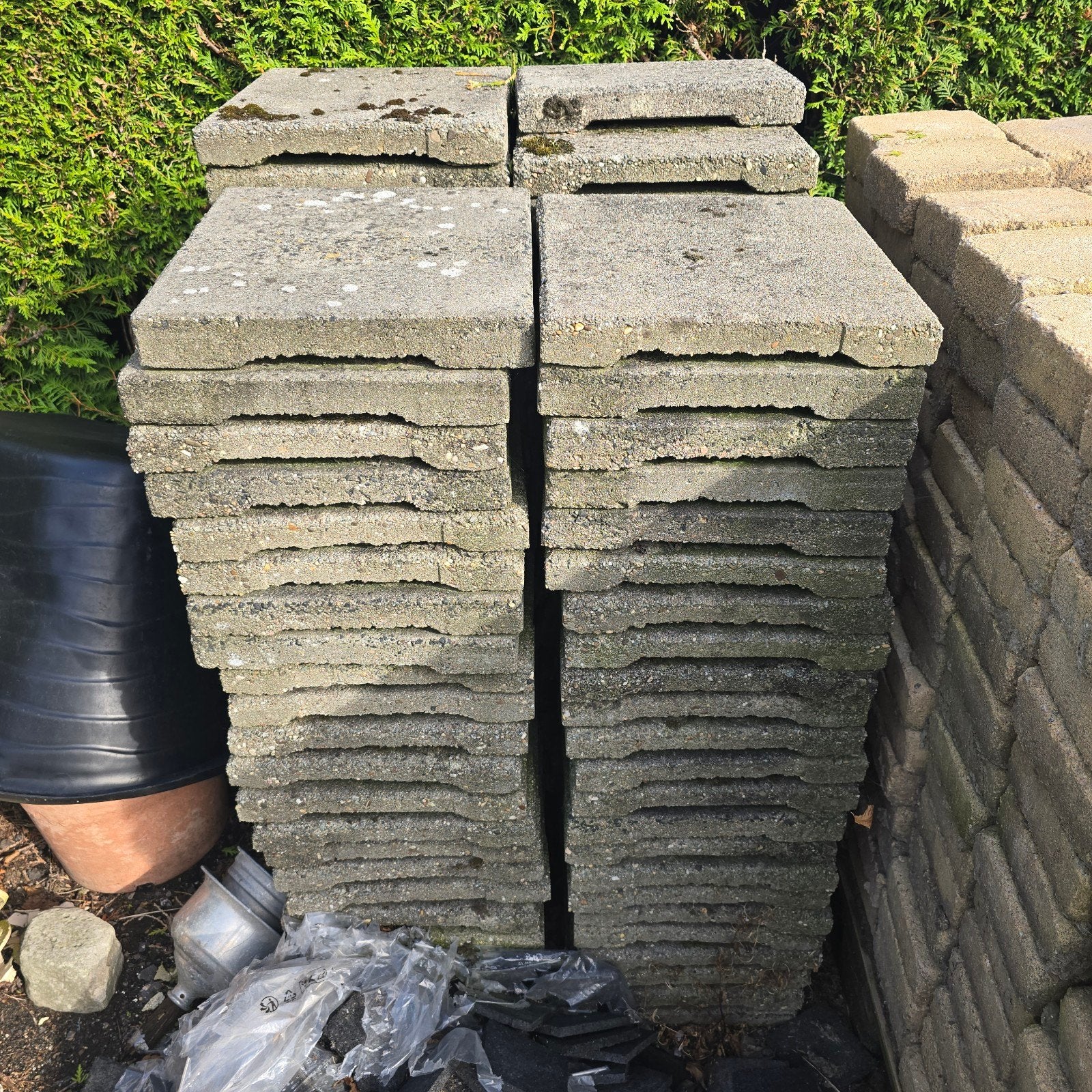 Gebruikte terrastegels en rubberen tegels, Ophalen, Gebruikt, 10 m² of meer, Beton