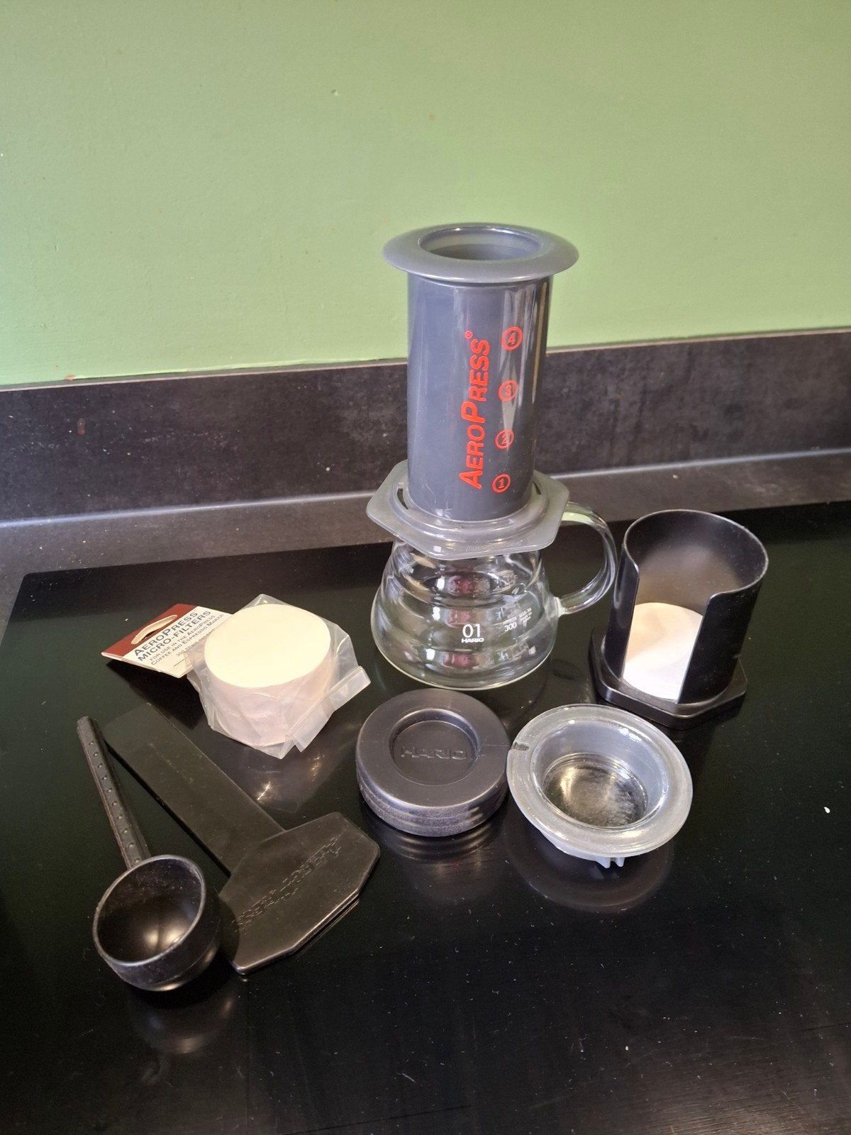 aeropress met Hario 01 kannetje, Witgoed en Apparatuur, Ophalen of Verzenden, Gebruikt, Koffiemachine