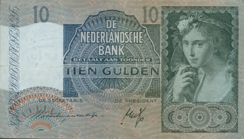 BANKBILJET 1940 : 10 GULDEN MEISJE MET DRUIVEN 4 AH 045084, Verzenden, 10 gulden, Los biljet