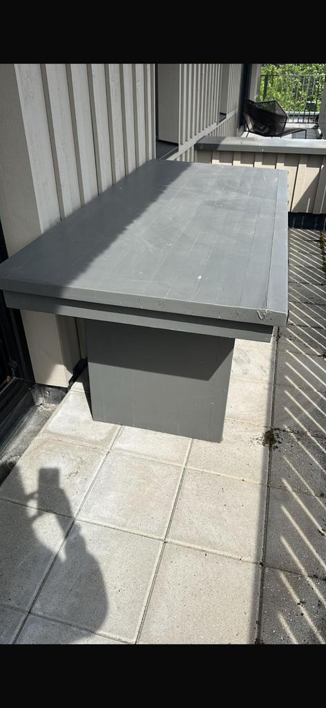 Tafel van hout, grijs geverfd, Ophalen of Verzenden