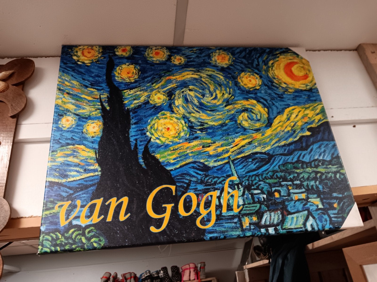 Schilderij 'De Sterrennacht' van Van Gogh - Canvas, Doek, Expressionistisch, Ophalen of Verzenden, Landschap