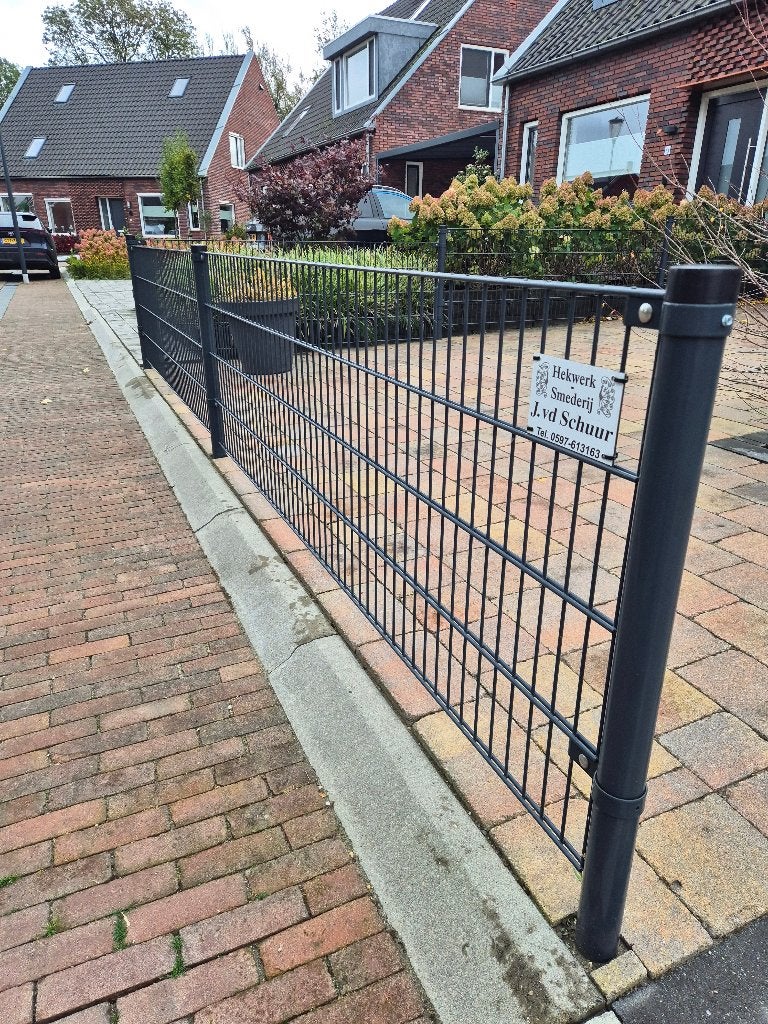 Hekwerk met poort, diverse lengtes, hoogte 81/100 cm, Tuin en Terras, Ophalen, Met poort, Dubbelstaafmat hekwerk, Zo goed als nieuw