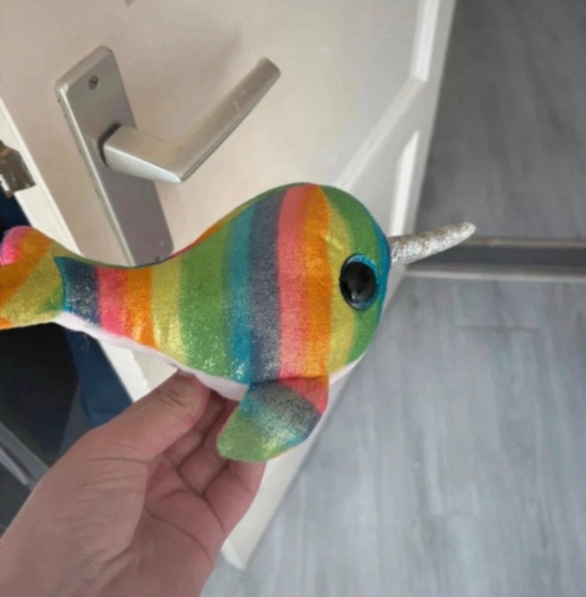 Ty Beanie Boo Narwal Regenboog Knuffel, Overige karakters, Overige typen, Ophalen of Verzenden, Zo goed als nieuw