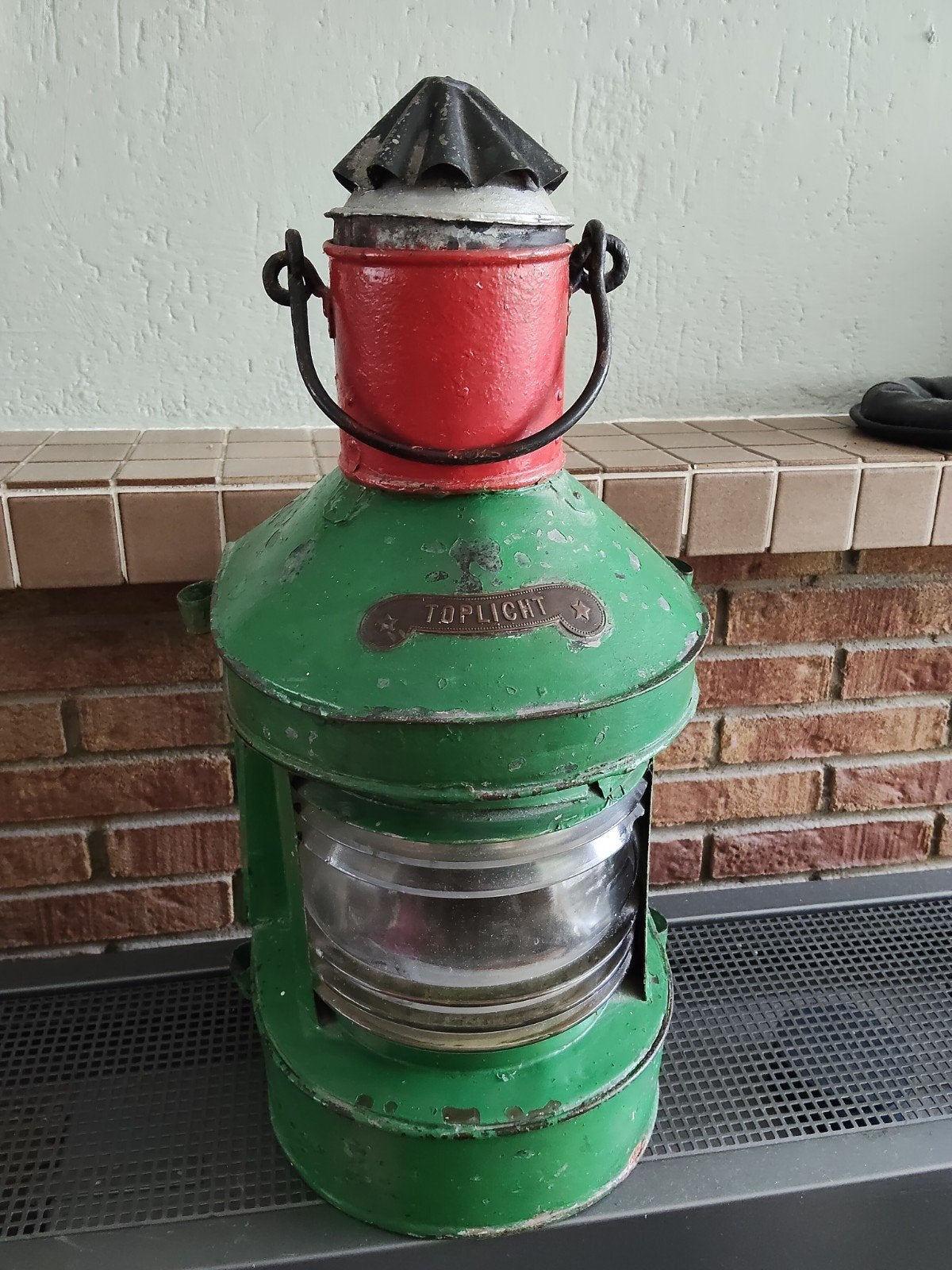 Antiek Toplicht - Originele Verf - 50 cm Hoog, Verzamelen, Ophalen, Gebruikt, Motorboot, Gebruiksvoorwerp