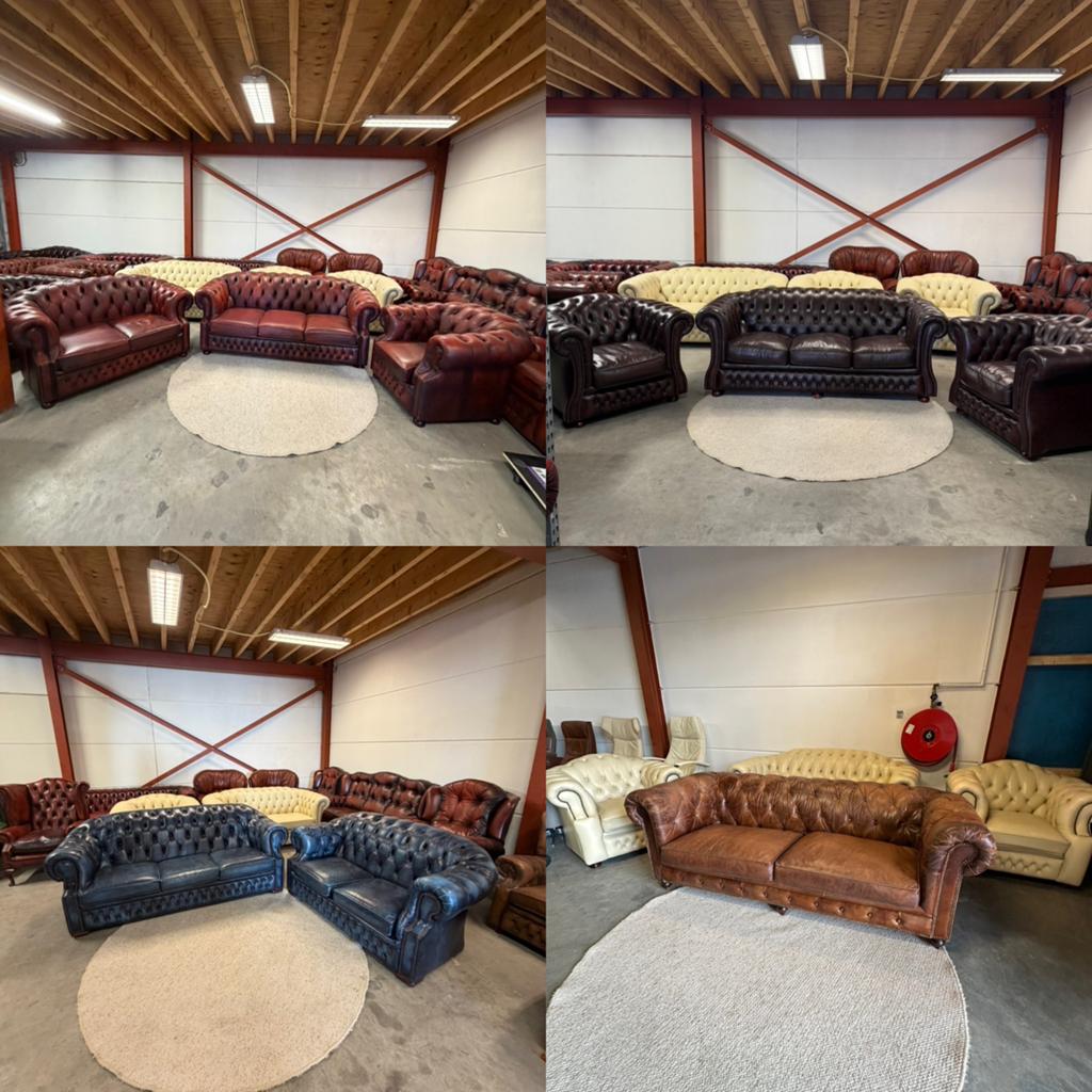 Chesterfield bankstel set bank vintage fauteuil stoelen, 2871SK, Klassieke, Mariansoliak8@gmail.com, Leer