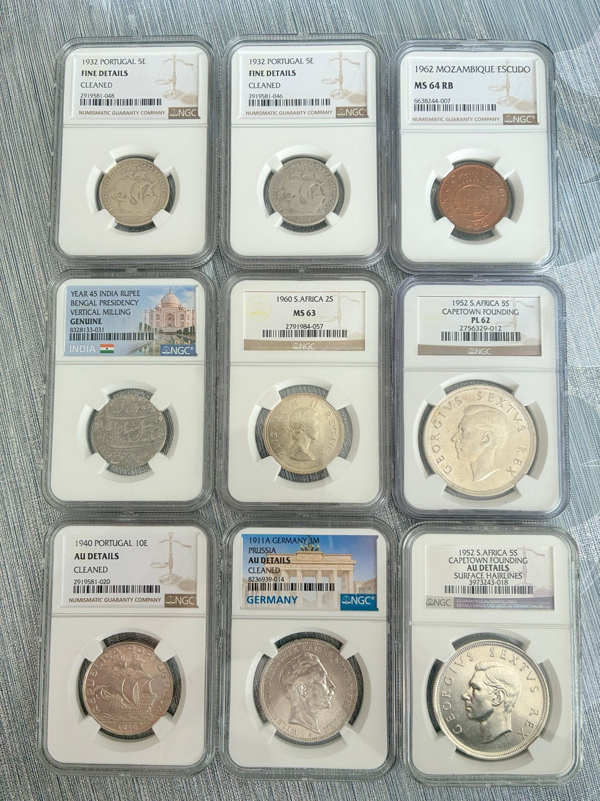 Collectie van 9 gecertificeerde munten (NGC), Ophalen of Verzenden, Zilver