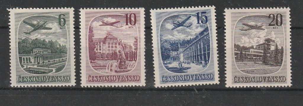 Ceskoslovensko nr 678/681 Vliegtuigen, Verzenden, Overige landen, Postfris