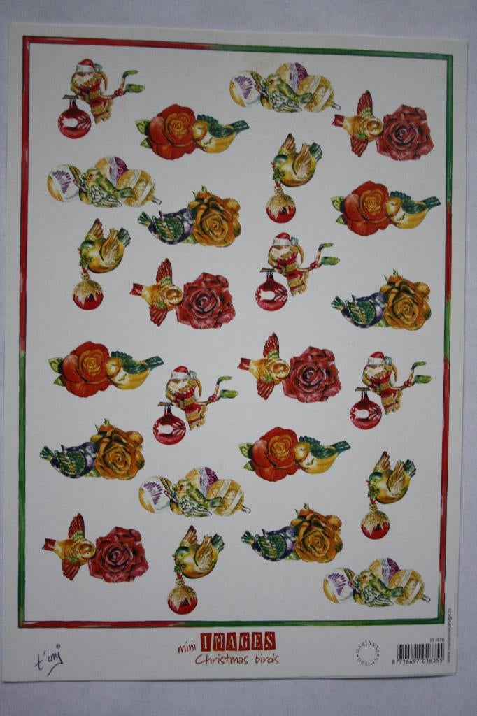 5 stuks knipvellen bloemen en kerstballen 7241, Ophalen of Verzenden, Nieuw, Kerst, Knipvel