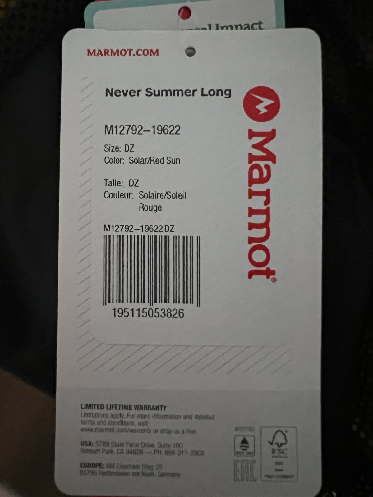 Marmot Never Summer Long Slaapzak -18C, Ophalen of Verzenden, Nieuw