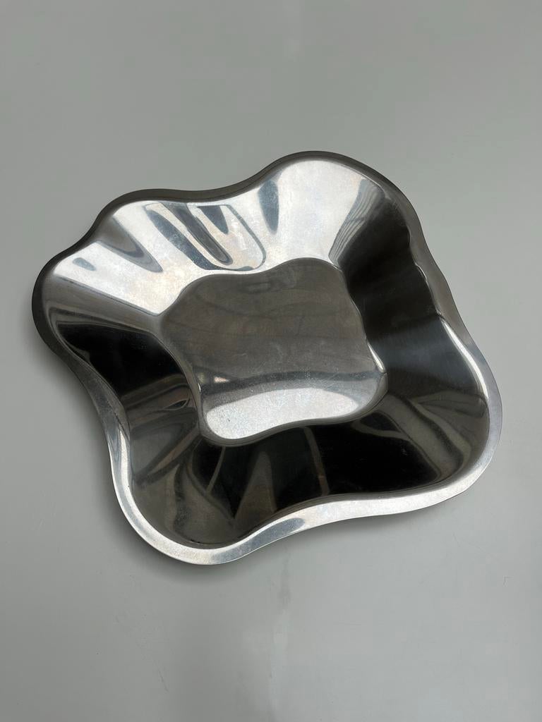 Iittala Aalto RVS Schaal, Ophalen of Verzenden, Zo goed als nieuw, Rond, Overige materialen