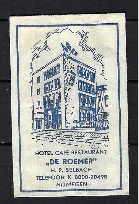 215 Nijmegen hotel cafe rest DE ROEMER, Ophalen of Verzenden, Nederland