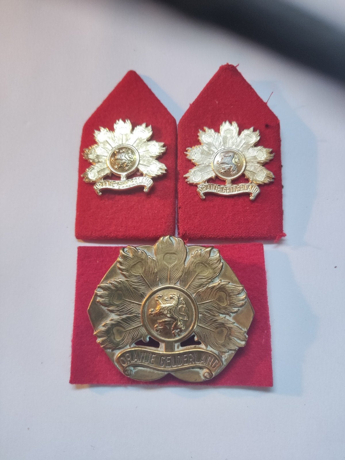 Setje Oranje Gelderland, Ophalen of Verzenden, Landmacht, Nederland, Embleem of Badge