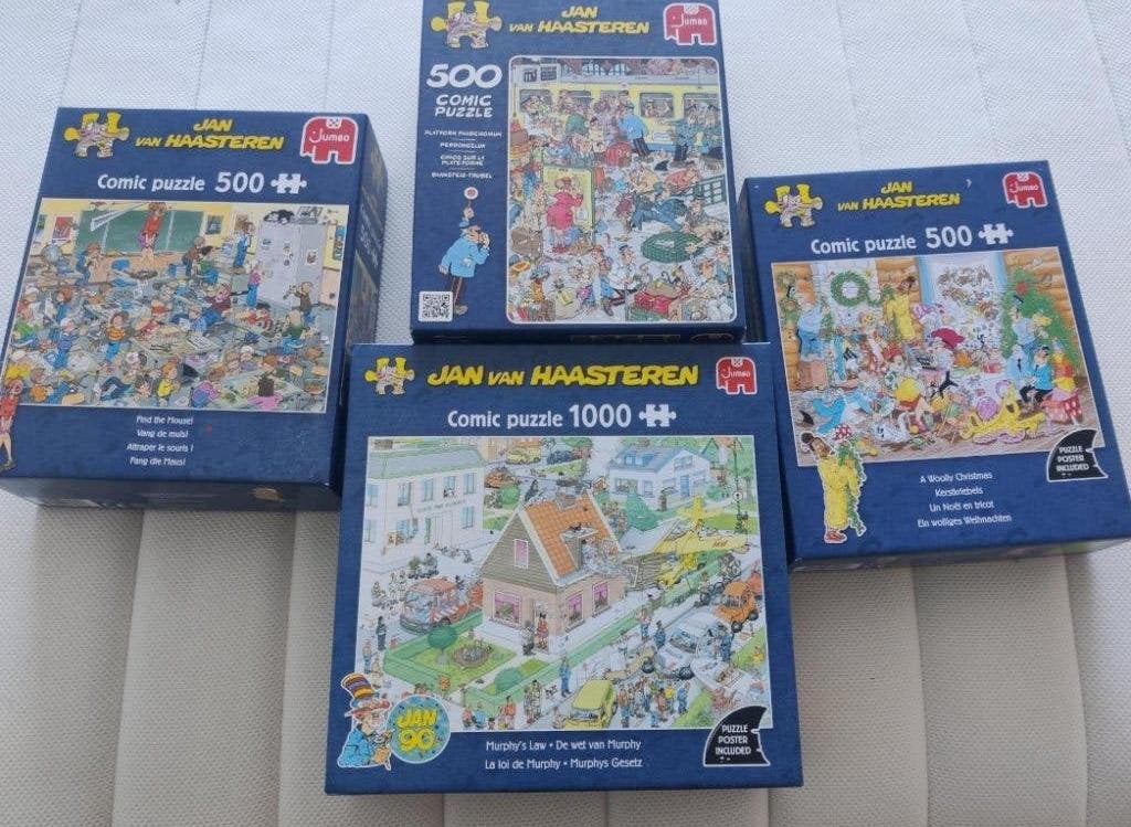 4x Jan van Haasteren (3x 500 en 1x 1000 stukjes), Ophalen, 500 t/m 1500 stukjes, Gebruikt, Legpuzzel