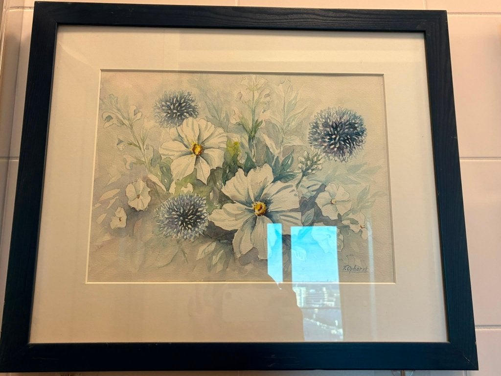 Schilderij bloemen, Papier, Ingelijst, Ophalen, Bloemen
