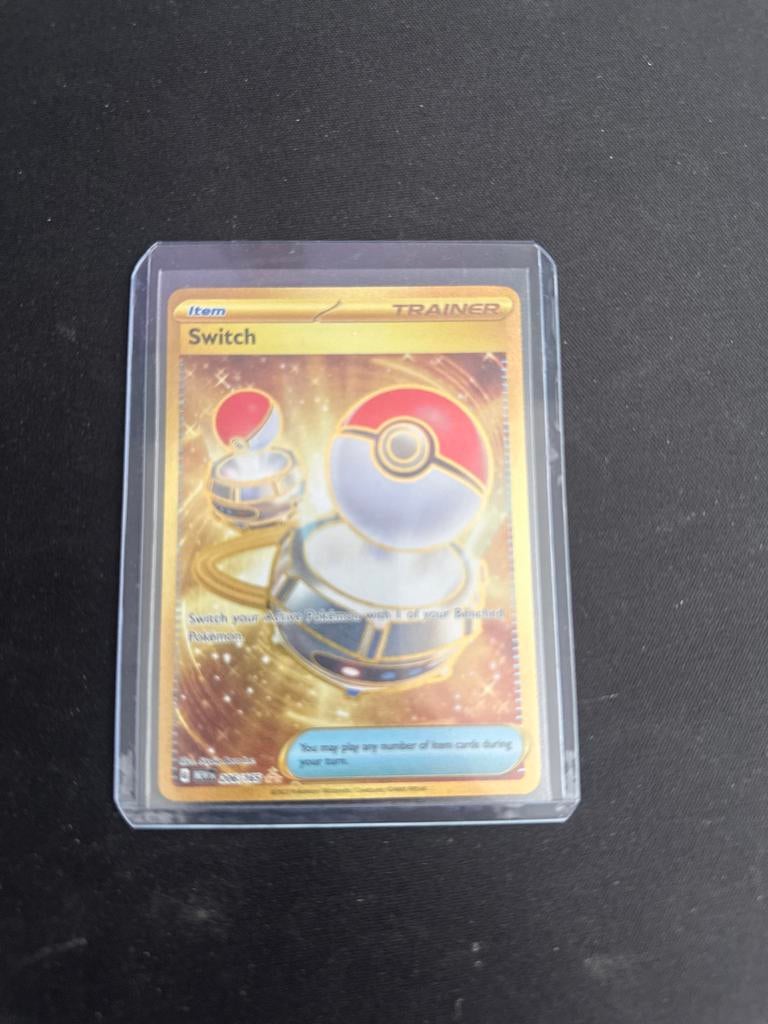 Pokémon TCG Switch Trainer Kaart - Gouden Foil, Ophalen of Verzenden, Zo goed als nieuw, Losse kaart, Foil
