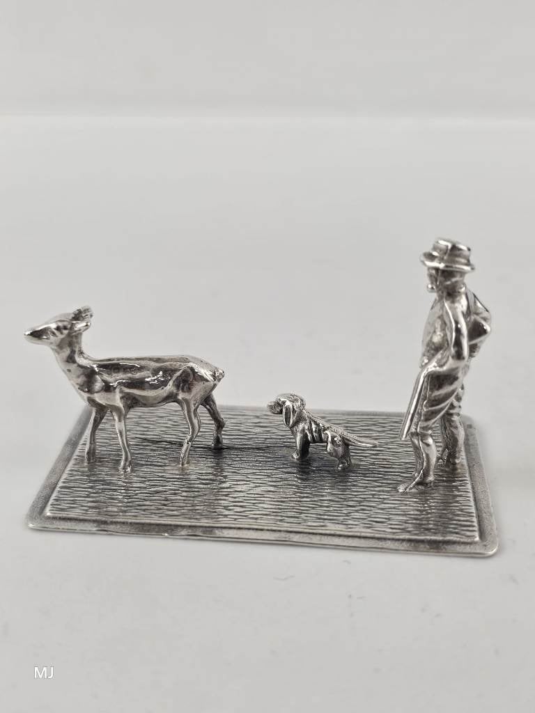 Zilveren miniatuur Jager                                Z184, Ophalen of Verzenden, Zilver