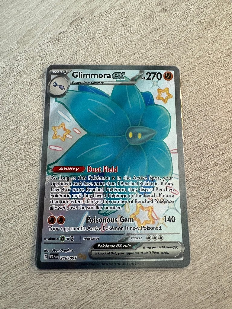 Glimmora EX (Holo) 218/091 - Paldean Fates, Ophalen of Verzenden, Nieuw, Losse kaart, Foil