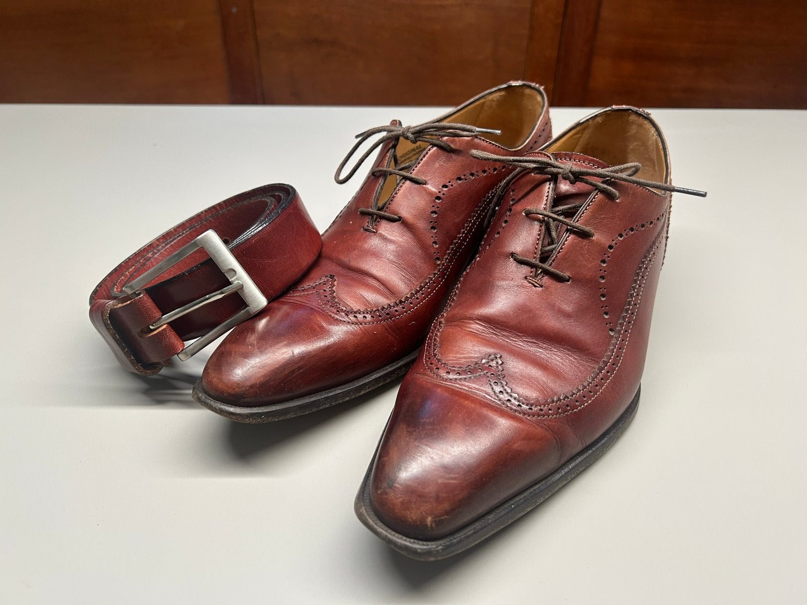 Cognac kleurige veterschoen mt 42,5 met bijpassende riem, Kleding | Heren, Schoenen, Ophalen of Verzenden, Gedragen, Overige kleuren
